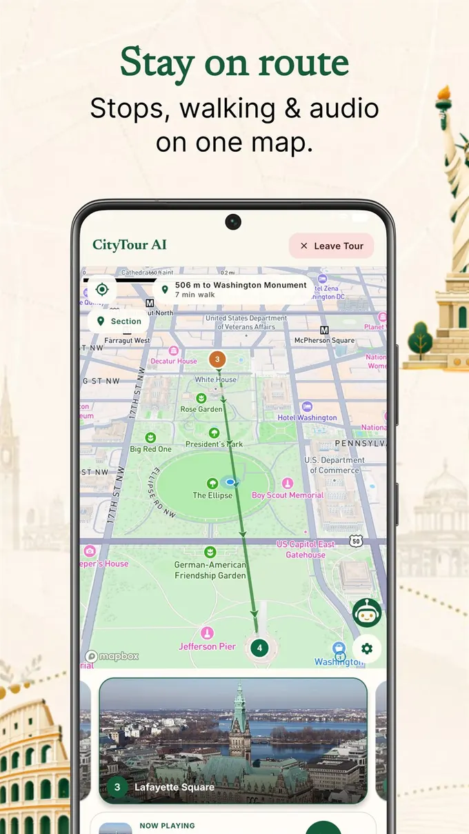 CityTour AI route and map overview